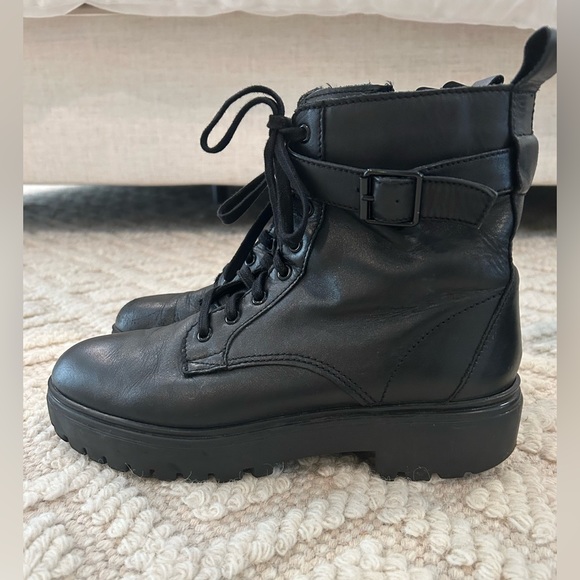 Mango 100% Leather Combat Boots - Picture 3 of 3